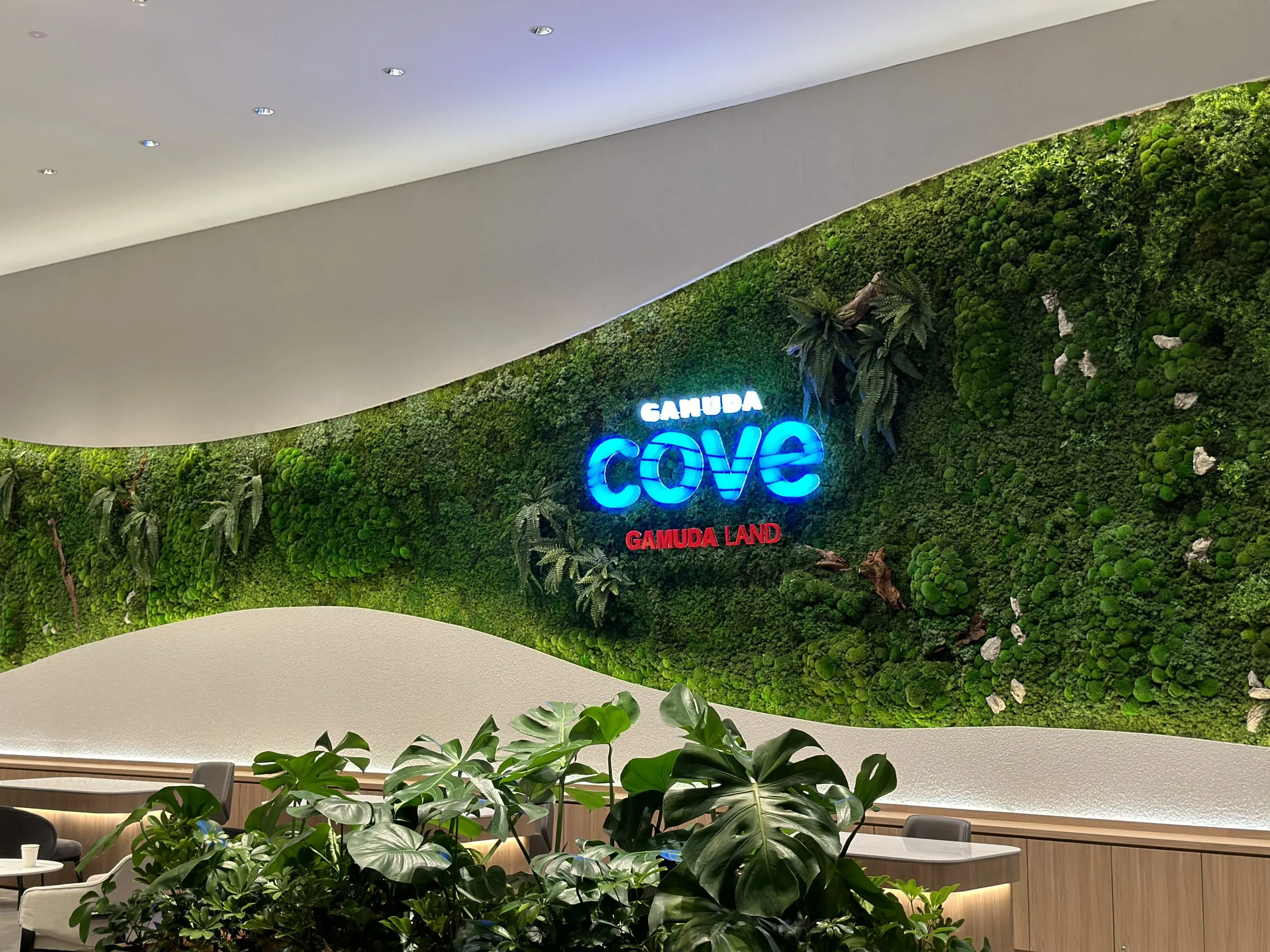 Preserved moss wall installation at corporate office in Malaysia
