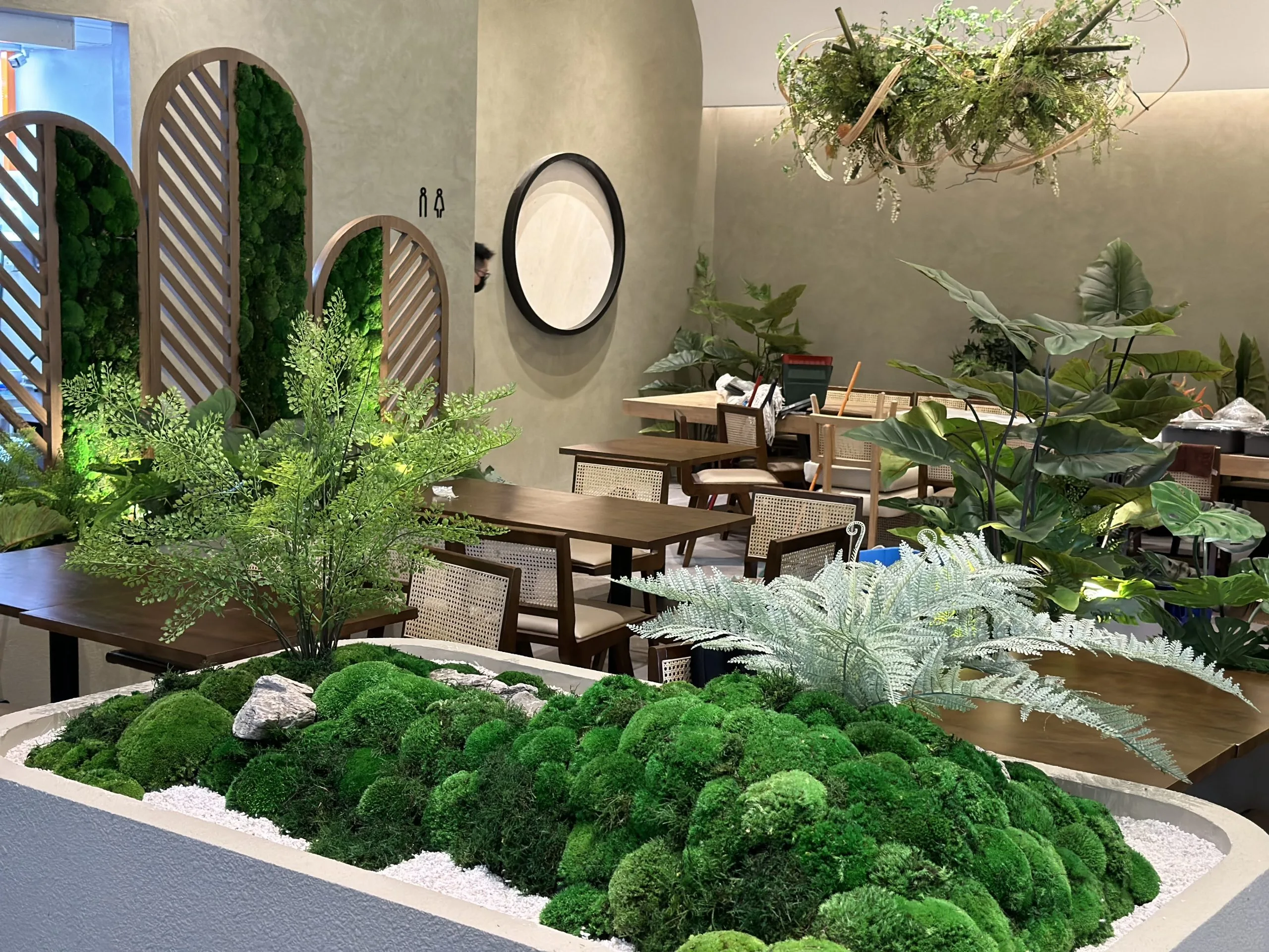 Custom-designed moss wall landscape for retail shop feature wall