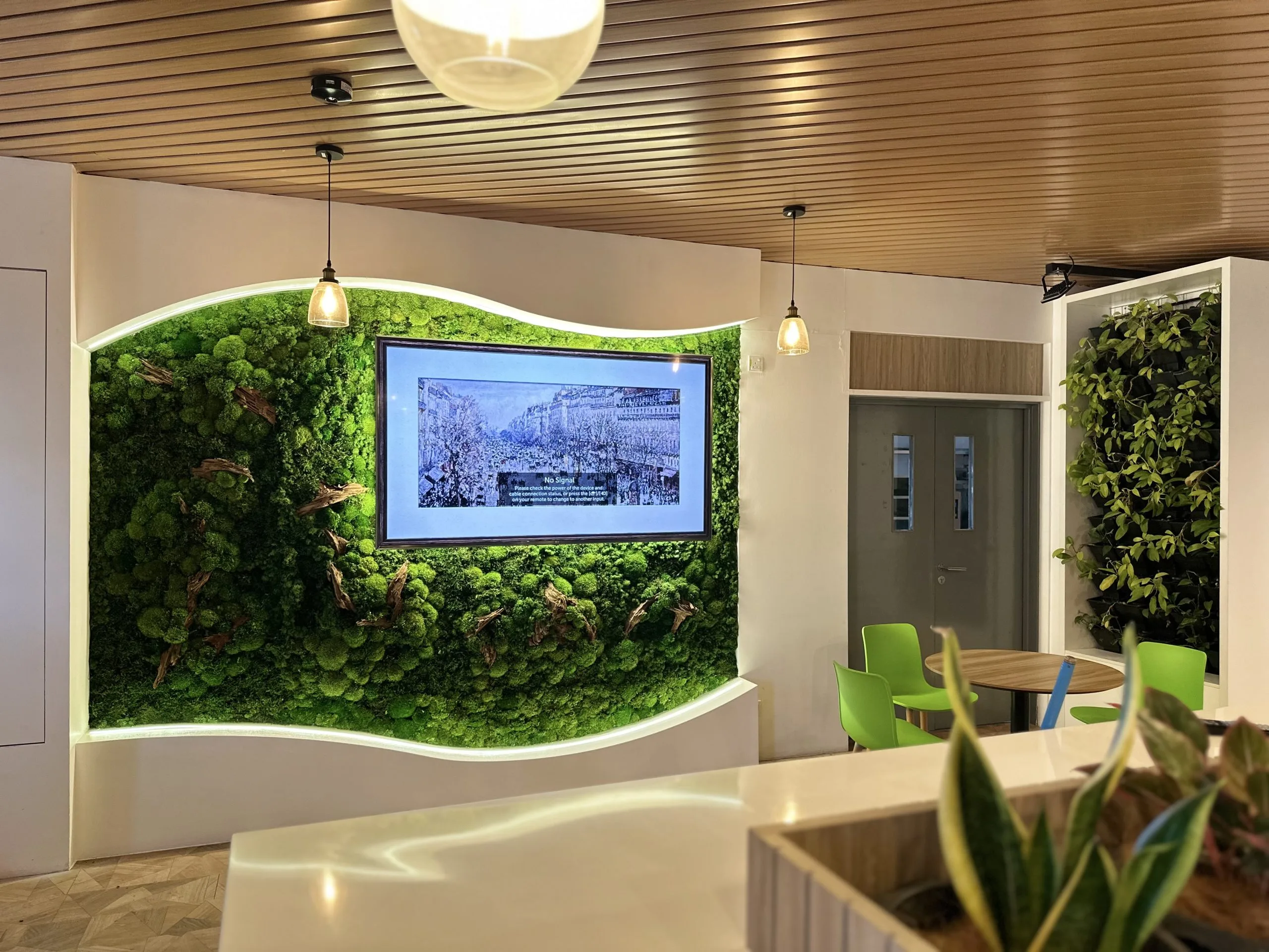 Preserved moss wall installation at corporate office in Malaysia