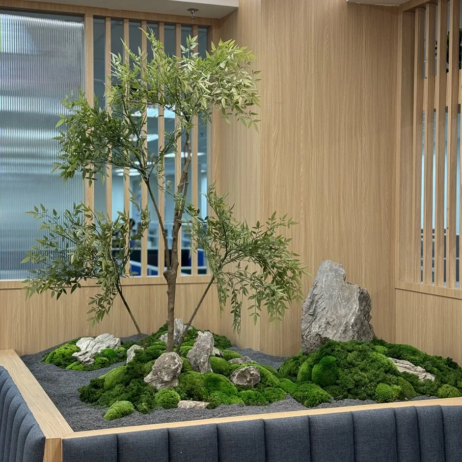 Preserved moss wall landscape installation at corporate office in Malaysia