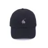 Mossarium unisex black cap with embroidered leaf design
