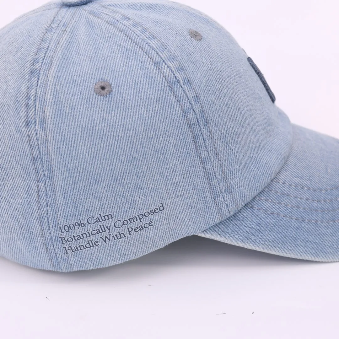 Mossarium unisex light wash denim cap with M embroidery