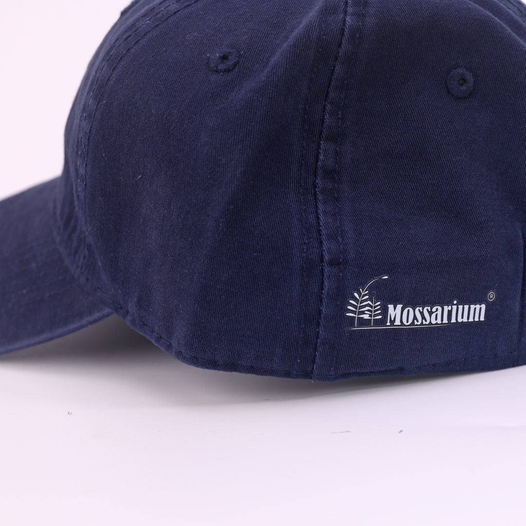Mossarium unisex navy cap with Botanical Division logo embroidery