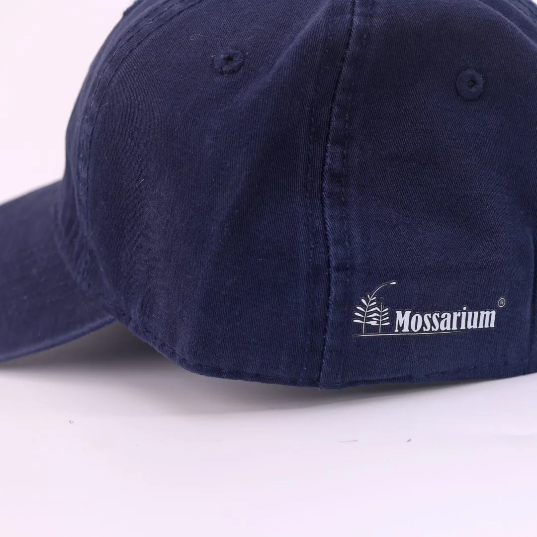Mossarium unisex navy cap with Botanical Division logo embroidery