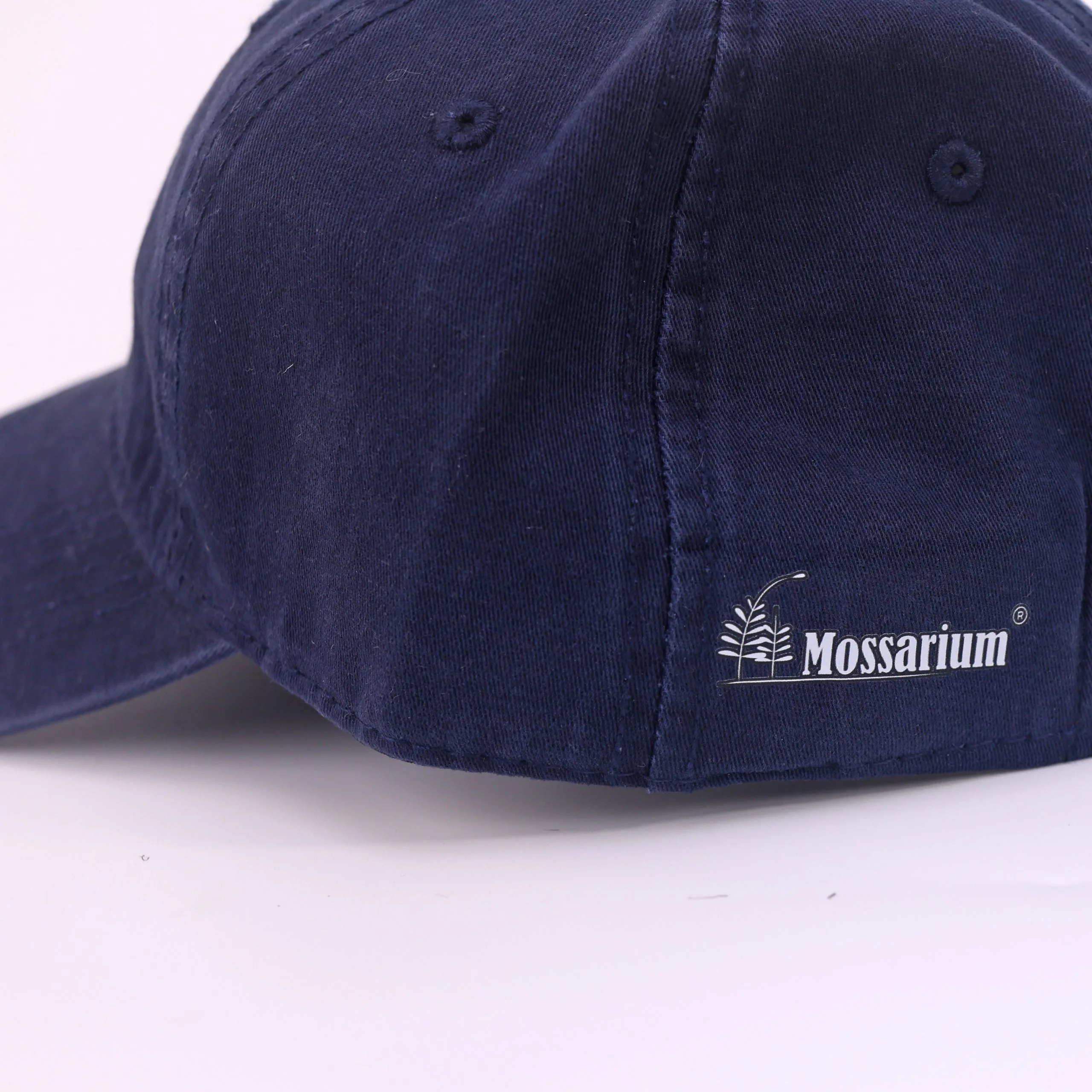 mossarium cap navy zoom 1 Mossarium unisex navy cap with Botanical Division logo embroidery